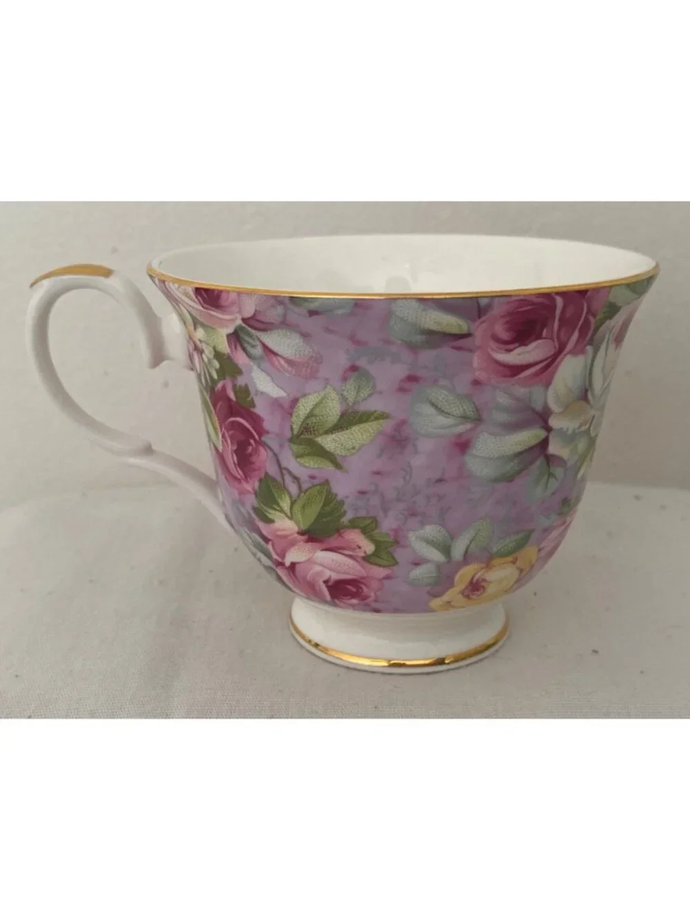 VTG Crown Trent Cup Saucer Pink Lavender Floral Chintz England Replacement